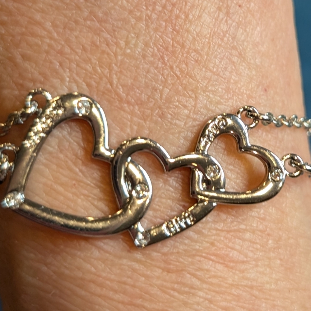 Silver Heart Bracelet 14 Imch And Earrings